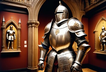 medieval knight's armor at the a castle museum.

