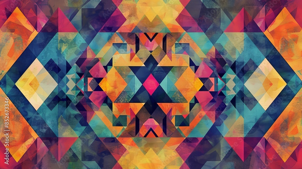 Canvas Prints abstract background with a variety of colorful geometric shapes.
