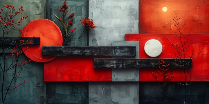 Moodboard,representing seamless collors,bright red,black, green,white gradients, color pallete