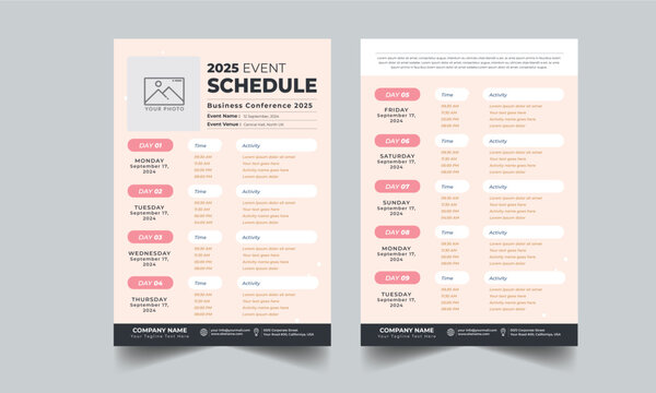 Event Schedule layout design template with unique design style concept	