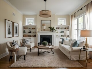 Interior design with chairs and frames.