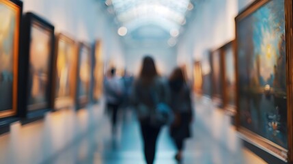 Blurred Passage of an Elegant Art Exhibit in a Renowned French Museum
