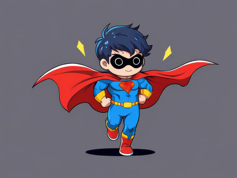 Cosmic Defender: Boy in Space-Themed Superhero Outfit