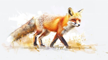 Obraz premium A tiny watercolor of a sprightly fox cunning