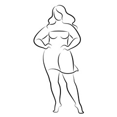 Silhouette figure of a slender woman. The girl is standing. The lady is full of beauty and sexuality. girl is overweight vector illustration