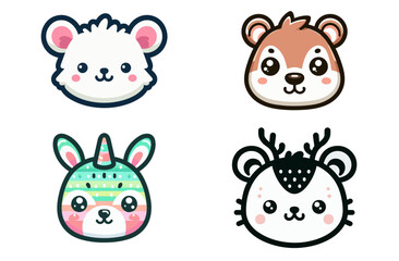 Animal Head Silhouette Vector Style with White Background