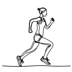 Runners One Line Drawing, Running Concept Abstract Minimal Drawing, runners line art