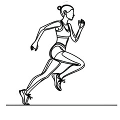 Runners One Line Drawing, Running Concept Abstract Minimal Drawing, runners line art
