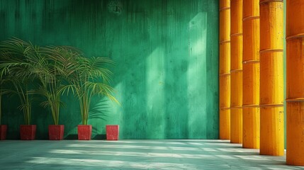 Picture,modern, minimalist, a bamboo ,wood grain, natural wood color, light green, Japanese minimalist