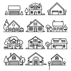 home outline, line art house, line art print, HOUSE clipart, cute house svg, lake house svg, Line Art, house, home, icon, building, estate, symbol, construction, architecture, vector, real, roof, wind