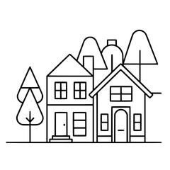home outline, line art house, line art print, HOUSE clipart, cute house svg, lake house svg, Line Art, house, home, icon, building, estate, symbol, construction, architecture, vector, real, roof, wind