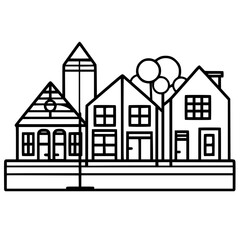 home outline, line art house, line art print, HOUSE clipart, cute house svg, lake house svg, Line Art, house, home, icon, building, estate, symbol, construction, architecture, vector, real, roof, wind