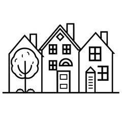 home outline, line art house, line art print, HOUSE clipart, cute house svg, lake house svg, Line Art, house, home, icon, building, estate, symbol, construction, architecture, vector, real, roof, wind
