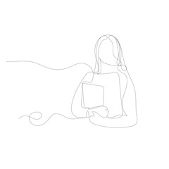 Continuous one line drawing of a student, School lesson. Education Freedom Day. One line drawing for different uses. Vector illustration.