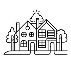 home outline, line art house, line art print, HOUSE clipart, cute house svg, lake house svg, Line Art, house, home, icon, building, estate, symbol, construction, architecture, vector, real, roof, wind