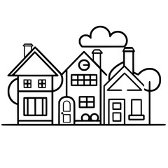 home outline, line art house, line art print, HOUSE clipart, cute house svg, lake house svg, Line Art, house, home, icon, building, estate, symbol, construction, architecture, vector, real, roof, wind