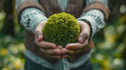 The moss in hands