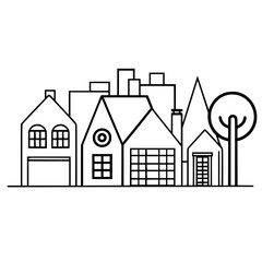 home outline, line art house, line art print, HOUSE clipart, cute house svg, lake house svg, Line Art, house, home, icon, building, estate, symbol, construction, architecture, vector, real, roof, wind