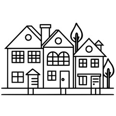 home outline, line art house, line art print, HOUSE clipart, cute house svg, lake house svg, Line Art, house, home, icon, building, estate, symbol, construction, architecture, vector, real, roof, wind