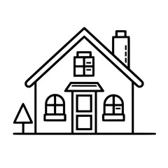 home outline, line art house, line art print, HOUSE clipart, cute house svg, lake house svg, Line Art, house, home, icon, building, estate, symbol, construction, architecture, vector, real, roof, wind