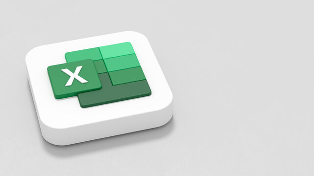 Microsoft Excel App Icon on Gray Background with Copy Space