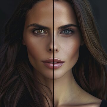 Vertical Line Centering a Girl's Face: A Visual Journey into Bipolar Disorder, Identity, and the Psychological Struggle of Split Personality