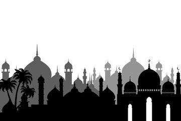 Arabian city black silhouette vector	