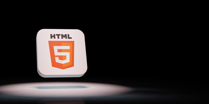HTML 5 App Icon Spotlighted on Black Background