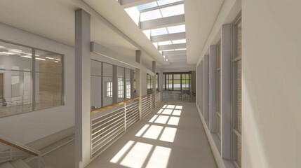 Fototapeta premium Modern Hallway with Skylights and Natural Light