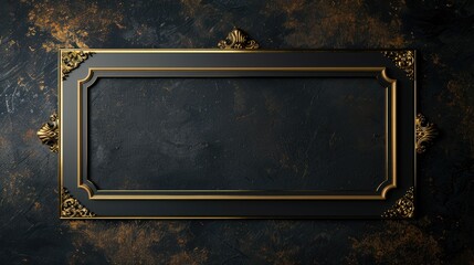 Gold on dark background with gold trim and nameplate