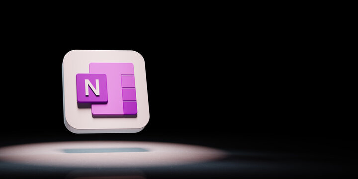 Microsoft OneNote App Icon Spotlighted on Black Background