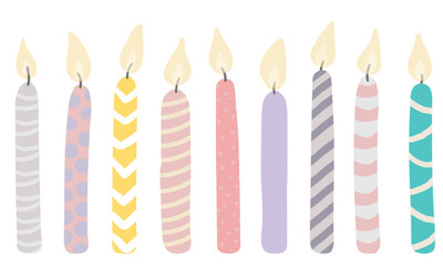 Colorful birthday candles vector illustration