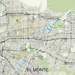 El Monte, California, USA map poster art