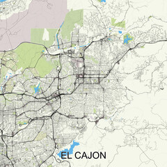 El Cajon, California, USA map poster art
