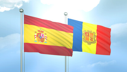 Spain and Andorra Flag Together A Concept of Relations