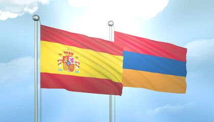 Spain and Armenia Flag Together A Concept of Relations