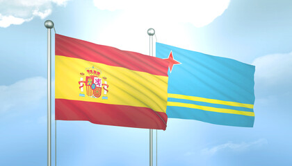 Spain and Aruba Flag Together A Concept of Relations