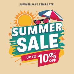 Summer sale with discount banner vector design template