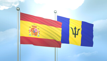 Spain and Barbados Flag Together A Concept of Relations