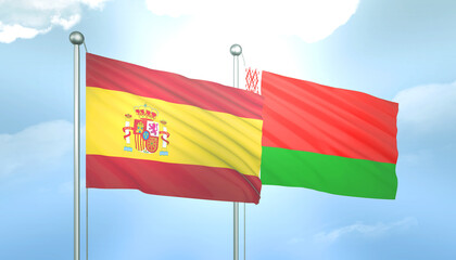 Spain and Belarus Flag Together A Concept of Relations