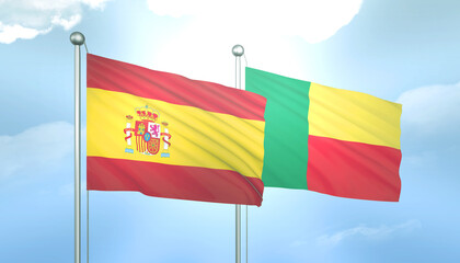 Spain and Benin Flag Together A Concept of Relations