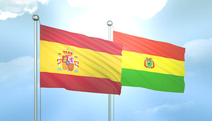 Spain and Bolivia Flag Together A Concept of Relations