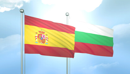 Spain and Bulgaria Flag Together A Concept of Relations