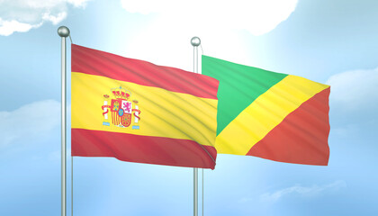 Spain and Congo Republic Flag Together A Concept of Relations
