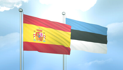 Spain and Estonia Flag Together A Concept of Relations