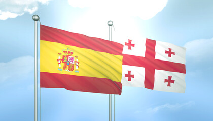 Spain and Georgia Flag Together A Concept of Relations