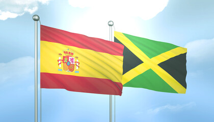 Spain and Jamaica Flag Together A Concept of Relations