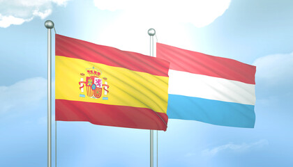 Spain and Luxembourg Flag Together A Concept of Relations
