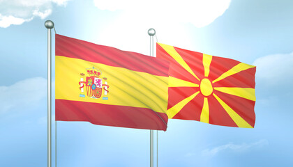 Spain and Macedonia Flag Together A Concept of Relations
