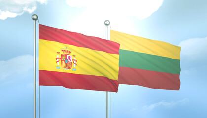 Spain and Lithuania Flag Together A Concept of Relations